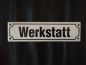 Preview: Werkstatt ca. 30 x 8  cm Emailleschild