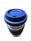 Preview: Becher Porzellan 0,40 l + Trinkdeckel Blau Saks "Becher To Go"  KAHLA Blau Saks