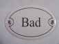 Preview: Bad Türschild oval w/schw. Emaille Email Blech Schild