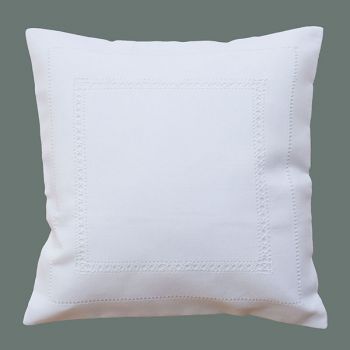 Kissenhülle 40 x  40  Wollweiss mit Hohlsaum