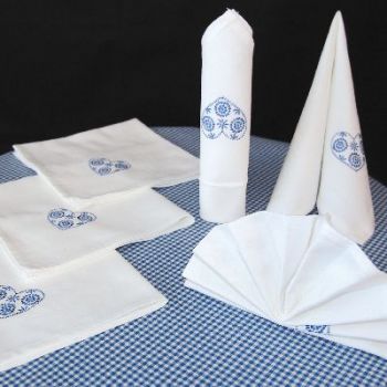 Servietten 6er Pack. 40 X 40  mit Herz blau