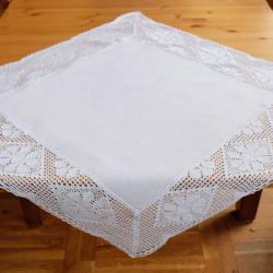 Decke Mitteldecke 85 x 85 cm weiß mit Häkelkante