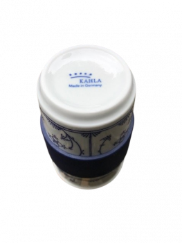 Preview: Becher Porzellan 0,40 l + Trinkdeckel Blau Saks "Becher To Go"  KAHLA Blau Saks
