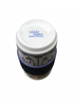 Preview: Trinkbecher mit Banderole + Deckel 0,4L Kahla blau saks  indischblau Stroh
