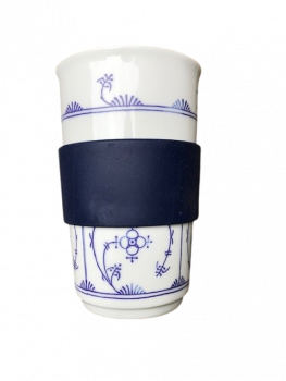 Preview: Becher Porzellan 0,40 l + Trinkdeckel Blau Saks "Becher To Go"  KAHLA Blau Saks