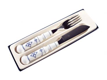 Fischbesteck indischblau 2 tlg. im Geschenkkarton