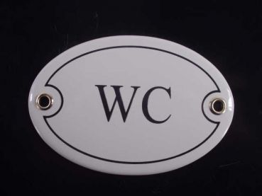 Emailleschild/Türschild oval w/schw. "WC" 10,5 x 7  cm.