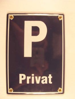Emailleschild " P - Privat" 17 x 12 cm.