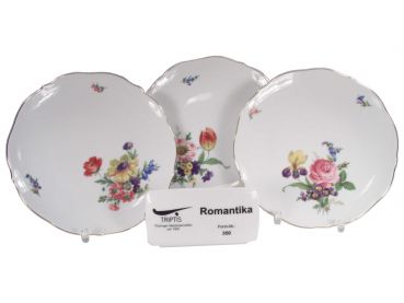 Teller 19 cm festoniert Blumenbukett Triptis Porzellan
