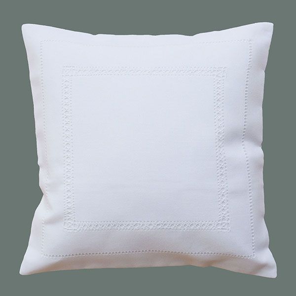 Kissenhülle 40 x  40  Wollweiss mit Hohlsaum