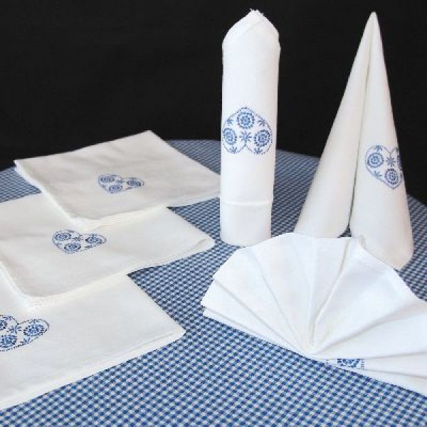 Servietten 6er Pack. 40 X 40  mit Herz blau