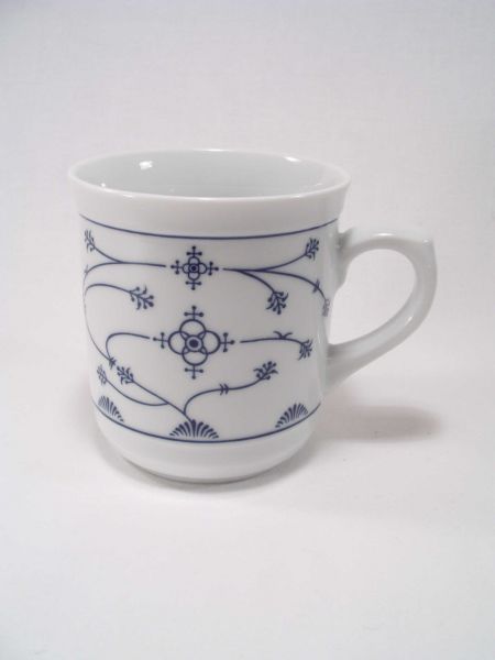 Becher Germany 0,3 L indischblau Strohmuster Porzellan
