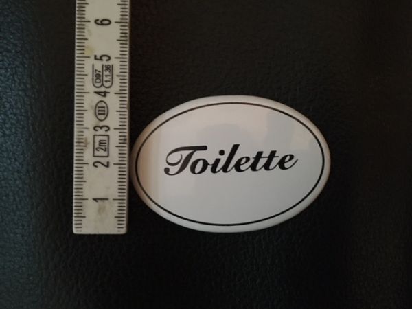Toilette Schild selbstklebend Emaille Email Blech