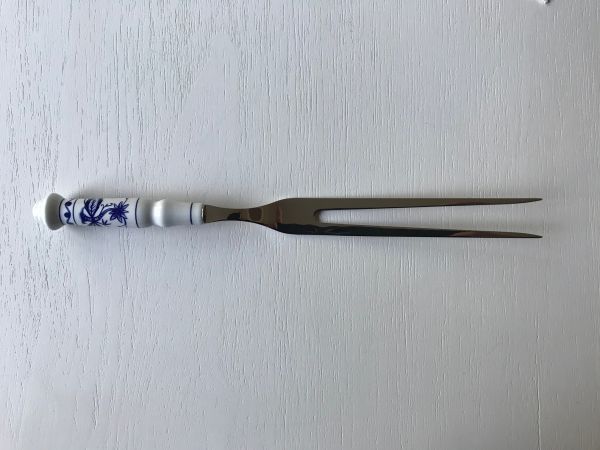 Bratenwender Zwiebelmuster, Länge ca. 30 cm, Edelstahl mit Porzellangriff.